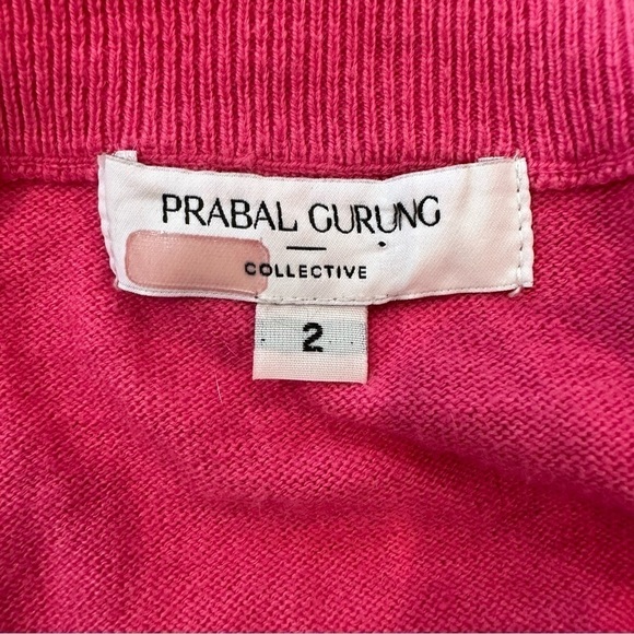 Prabal Gurung Collective Barbie Hot Pink peony pom pom sweater top size 2 XS - Picture 4 of 6